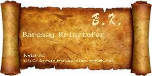 Barcsay Krisztofer névjegykártya